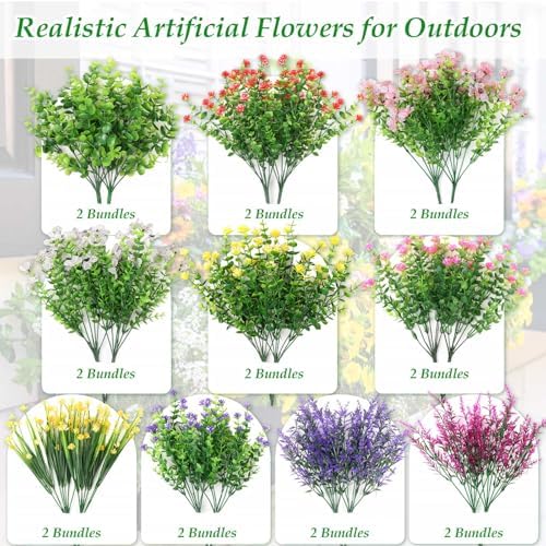 20-Bundle Artificial Fake Flowers for Outdoor Use