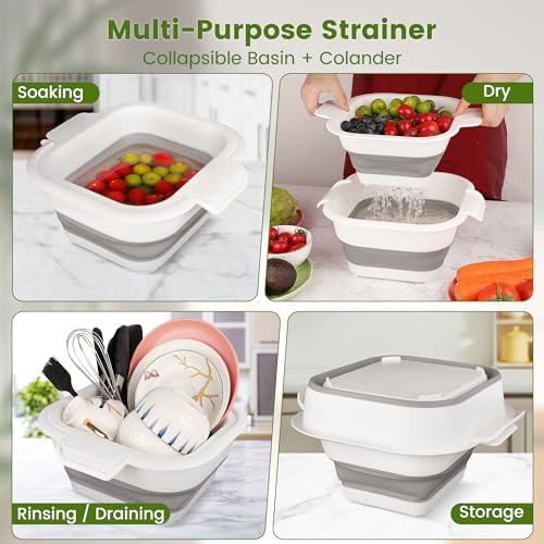 Collapsible Colander Set with Strainer Bowl for Kitchen