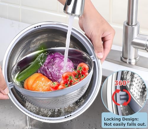 TeamFar Mixing Bowl Set with Lid Colander Grater Attachments - 46QT Capacity