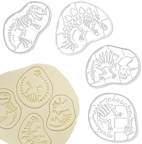 4 Pcs Dinosaur Cookie Cutters Set for Baking DIY Fun