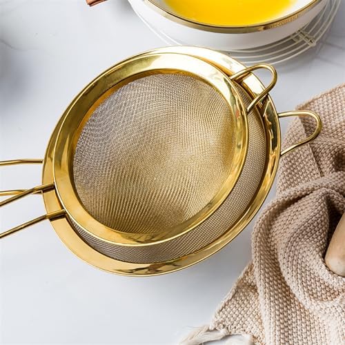 Premium Stainless Steel Colander with Golden Design for Effortless Cooking 15CM