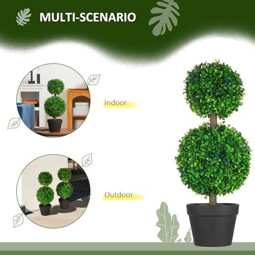 Set of 2 235 Artificial Boxwood Topiary with Pots