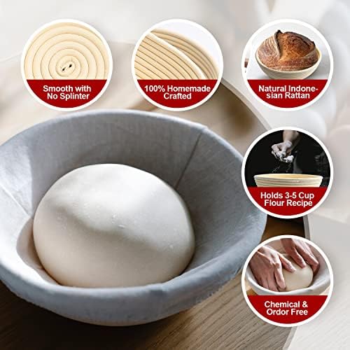 Banneton Bread Proofing Basket Set for Professional Home Bakers Set of 3