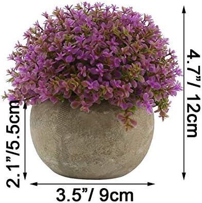 Ogrmar Mini Plastic Artificial Plants Grass 47 in a Pot Purple