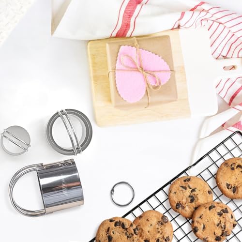 ALLTOP 5-Piece Stainless Steel Round Cookie Cutter Set with Ring Handle