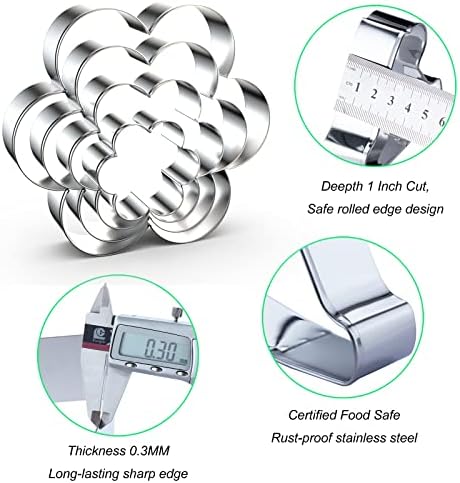 Set of Stainless Steel Flower Cookie Cutter 4 Sizes