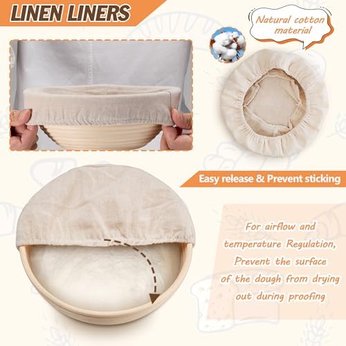 E-far Bread Proofing Baskets Set of 2 9 Inch Round