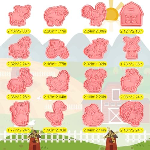 16 Pack Farm Animal Cookie Cutters