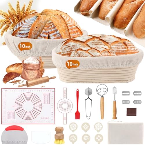 PeacePeo Sourdough Starter Kit with Proofing Baskets