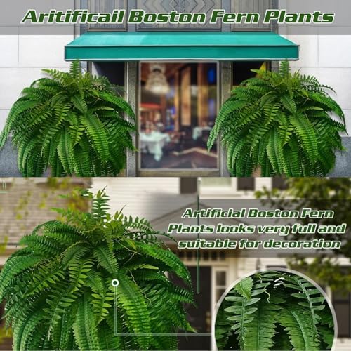 4x Realistic Fake Boston Fern Outdoor Planter