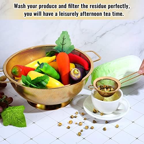 Stainless Steel Gold Colander 3 Strainer Set