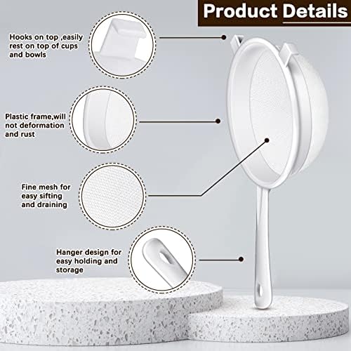 3-Piece Plastic Mesh Strainer with Handle for Kitchen Use