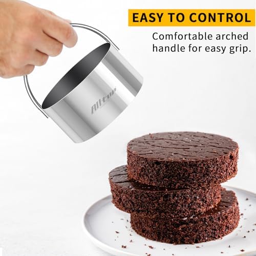 ALLTOP 5-Piece Stainless Steel Round Cookie Cutter Set with Ring Handle