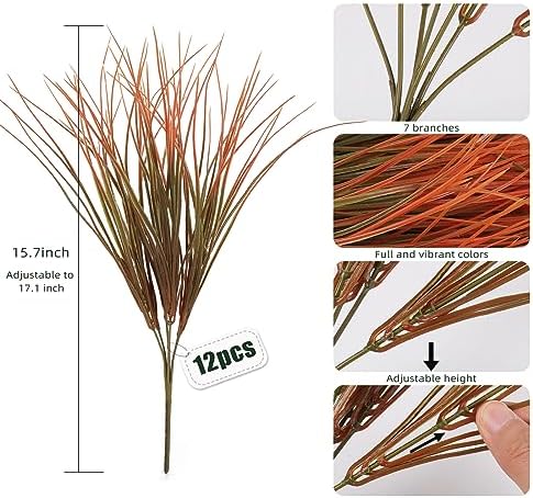 Artificial Fall Outdoor Fake Grass Plant Orange