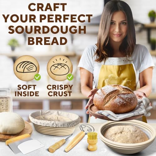 Complete Bread Proofing Baskets Set - Premium Sourdough Kit