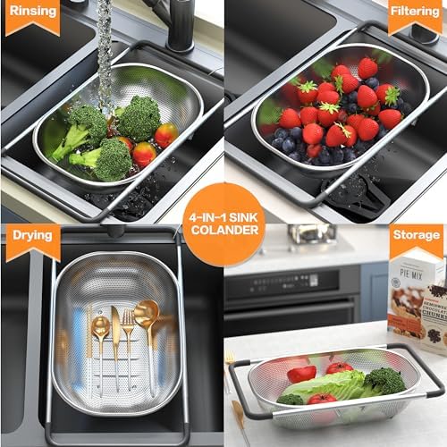 Sturdy Over-the-Sink Colander for Kitchen Uses