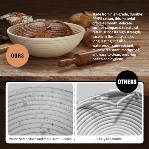 Banneton Sourdough Bread Proofing Basket Set Premium Durable for Artisan Baking