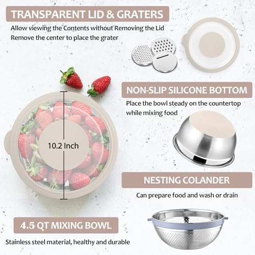E-far Colander Set with Mixing Bowl for Kitchen Use