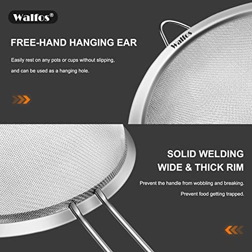 Walfos Small Fine Mesh Strainer with Handle Stainless Steel Tea Coffee Sifter
