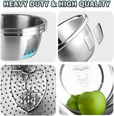 Perfectly Durable 304 Stainless Steel Colander Bowl Set