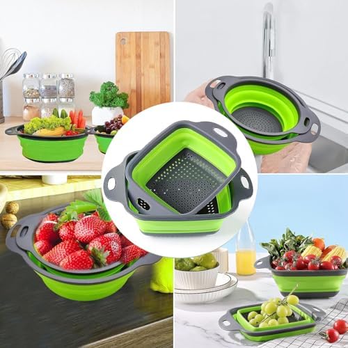 3 Set Collapsible Silicone Kitchen Strainer 3 Sizes