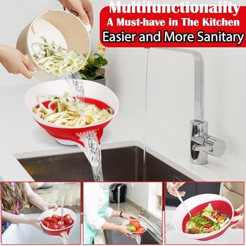 AvoDov Multifunctional Drain Basket with Spout Kitchen Colander Strainer