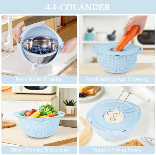 Honbuty 4-in-1 Colander with Mixing Bowl Set