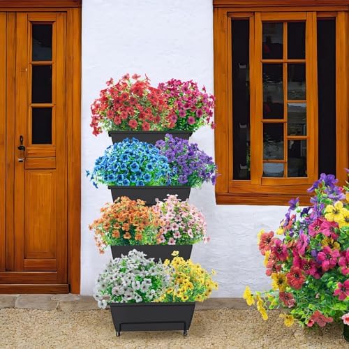 Gorgeous Artificial Fake UV-Resistant Flowers Outdoors Blue