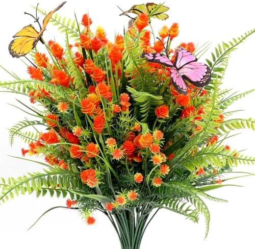 LHWANN 12 Realistic Artificial Flowers Boston Ferns for Home Garden