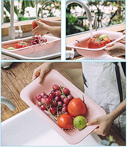 Collapsible Plastic Colander with Extendable Length for Kitchen Use 143-194 inch