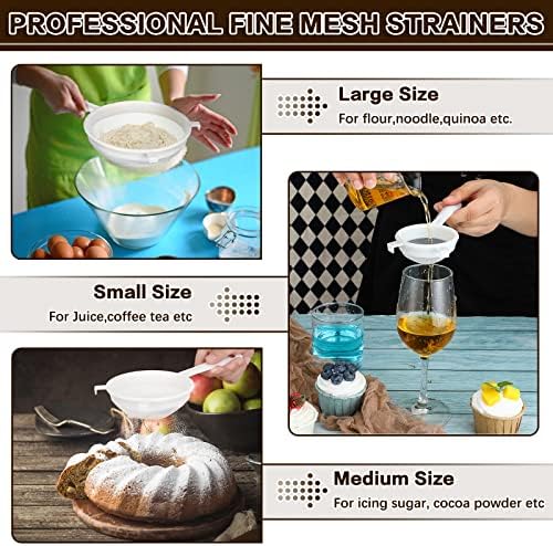 3-Piece Plastic Mesh Strainer with Handle for Kitchen Use