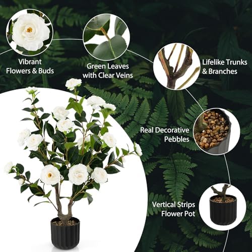 Goplus Camellia Tree 2-Pack Synthetic Artificial Tree