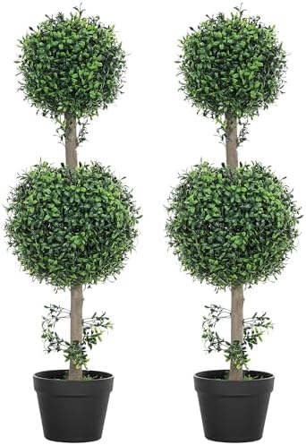 2 x Boxwood Artificial Tree Potted Set