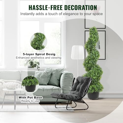 Sleek 3ft Outdoor Artificial Boxwood Topiary with Replaceable Leaves