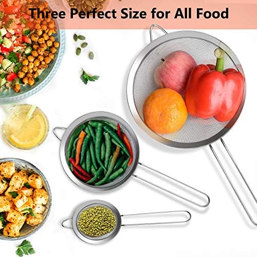 3-Piece Stainless Steel Strainer Set with Handles