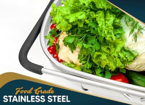 6 Quart Over the Sink Strainer with Extendable Handles
