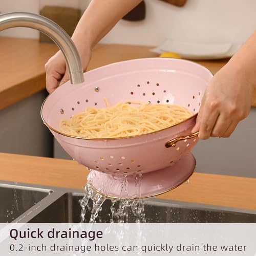 BeFare Metal Colander Set 35 5 Qt Self-Draining Powder Coated Kitchen Essentials