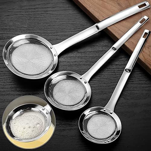 3-Pack Stainless Steel Strainers with Handle for Cooking Baking