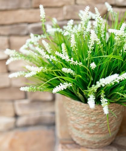 HyeFlora Artificial White Monkey Grass Plants 10 Bundles