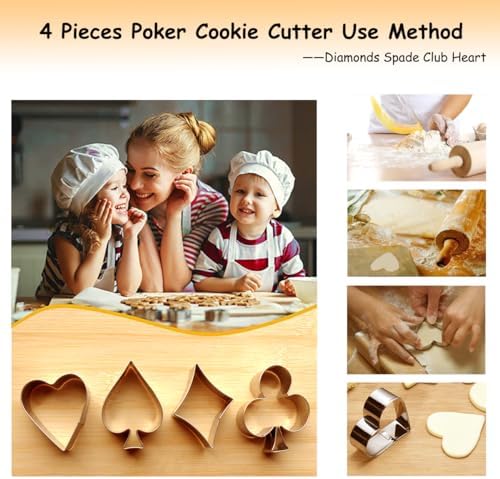 Stainless Steel Cookie Cutters Set with Diamond Spade Club and Heart Shapes