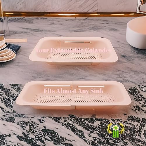 Adjustable Pink Kitchen Colander Eliminates Stress