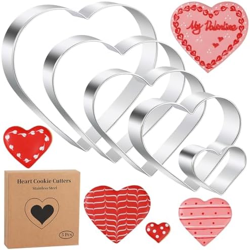 BakingWorld Heart Cookie Cutter Set for Valentines Day