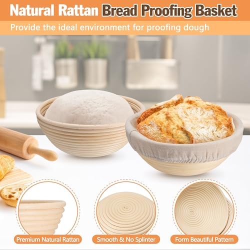 E-far Bread Proofing Baskets Set of 2 9 Inch Round