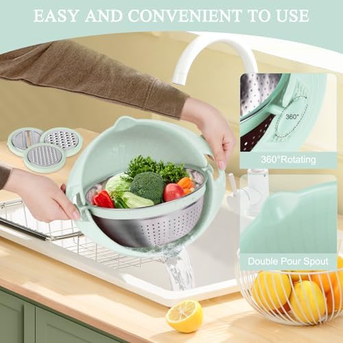 Stainless Steel 4-in-1 Colander Set with Mixing Bowl for Kitchen