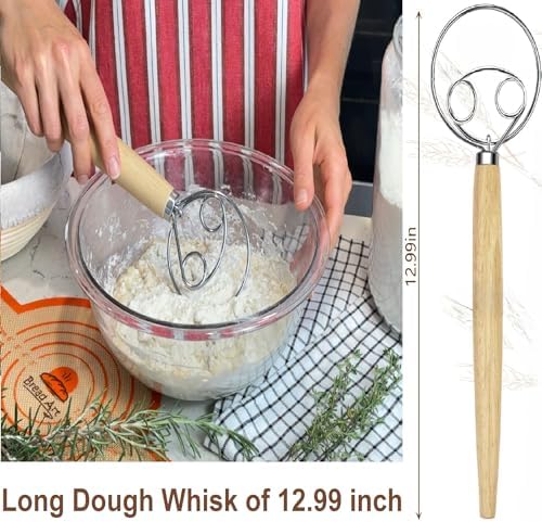 Sourdough Bread Starter Kit with Easy Proofing Baskets Dough Whisk More