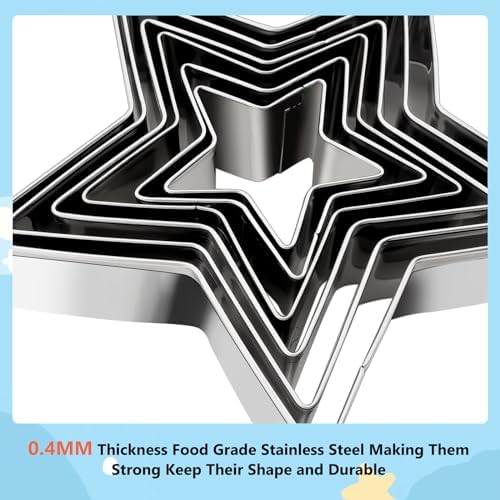 HiHITAOO Star Cookie Cutter Set 6pcs - Compact Perfect for Star-Shaped Cookies