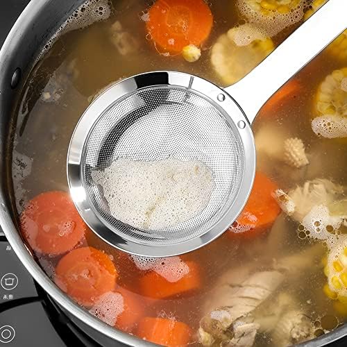 3-Pack Stainless Steel Strainers with Handle for Cooking Baking
