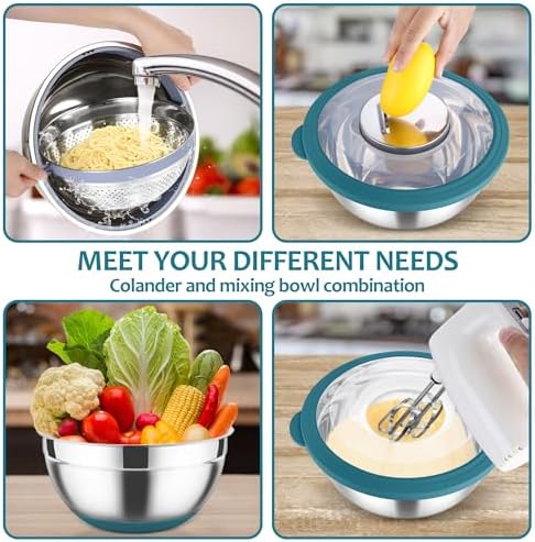 Durable 4-1 Stainless Steel Colander Set for Kitchen Use