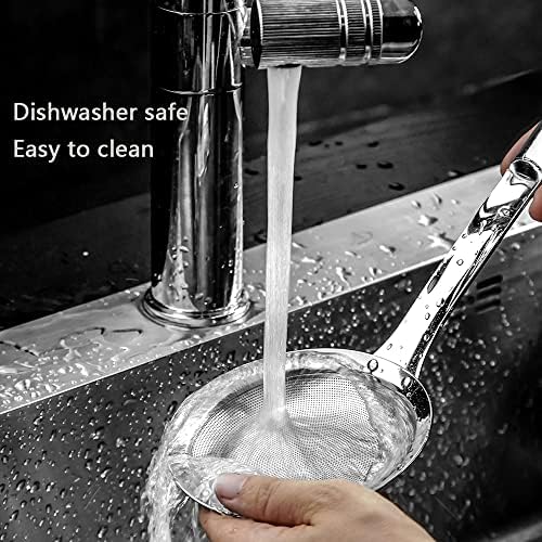 Stainless Steel Kitchen Skimmer Strainers Fine Mesh Sieve with Handle 2-Pack