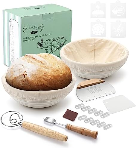Saint Germain Bakery Premium 2x9 Banneton Basket Bundle with Insights